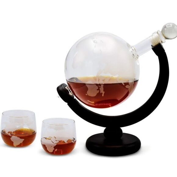 Hammer + Axe Globe Shaped Whiskey Decanter Set - Picture 2 of 8